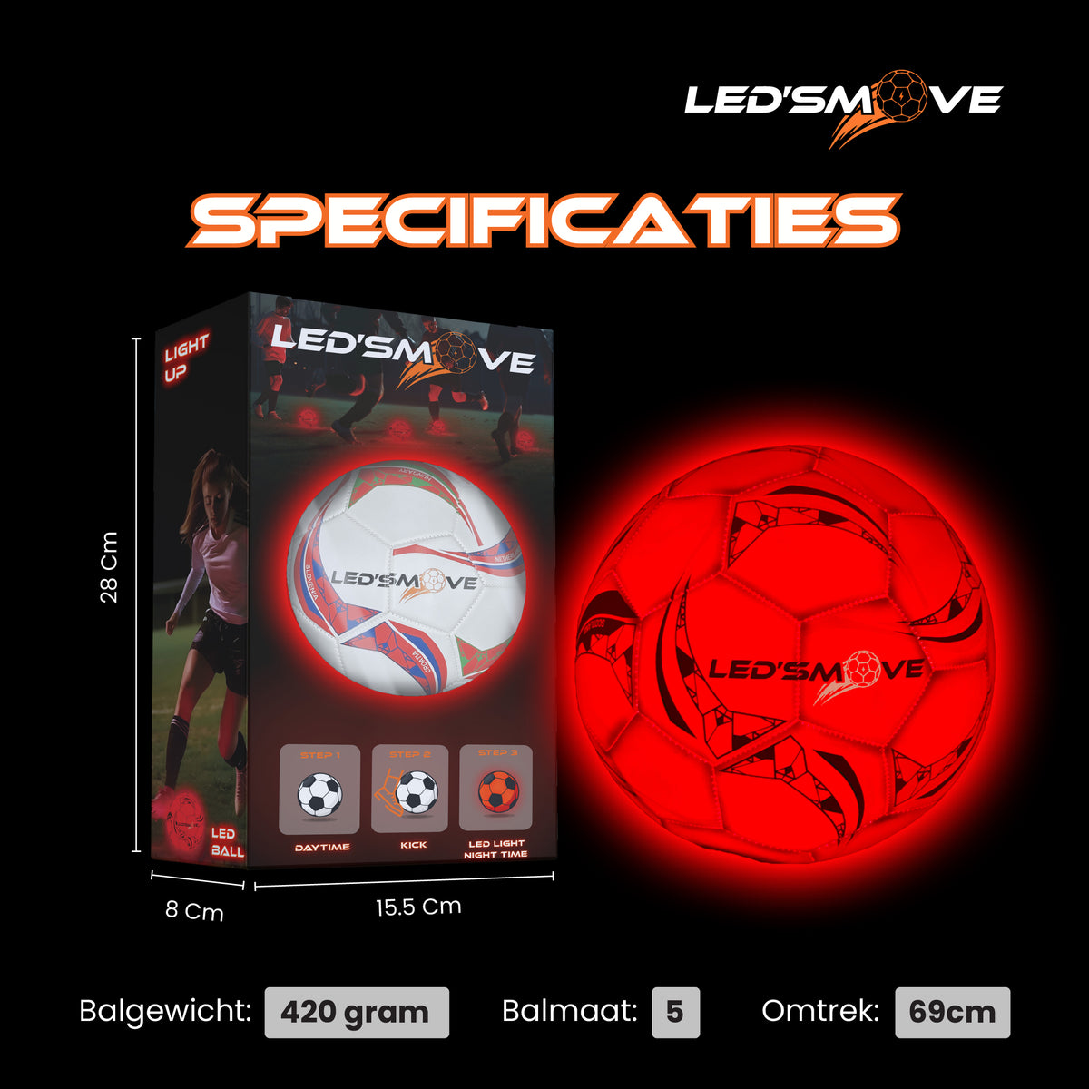 Lichtgevende Voetbal LedsMove ™ - LedsMove