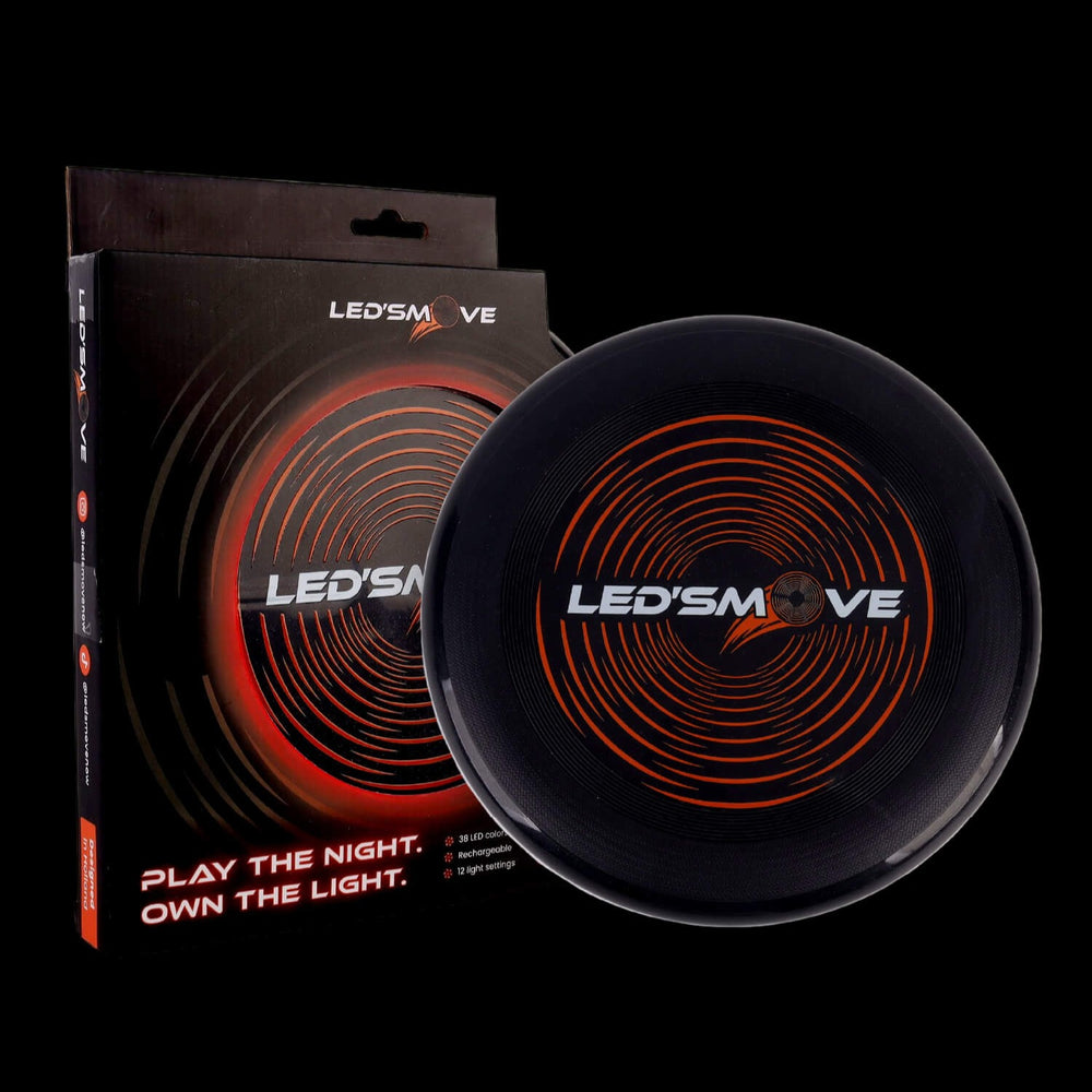 Schwarzer LED-Frisbee mit schwarzer Geschenkbox